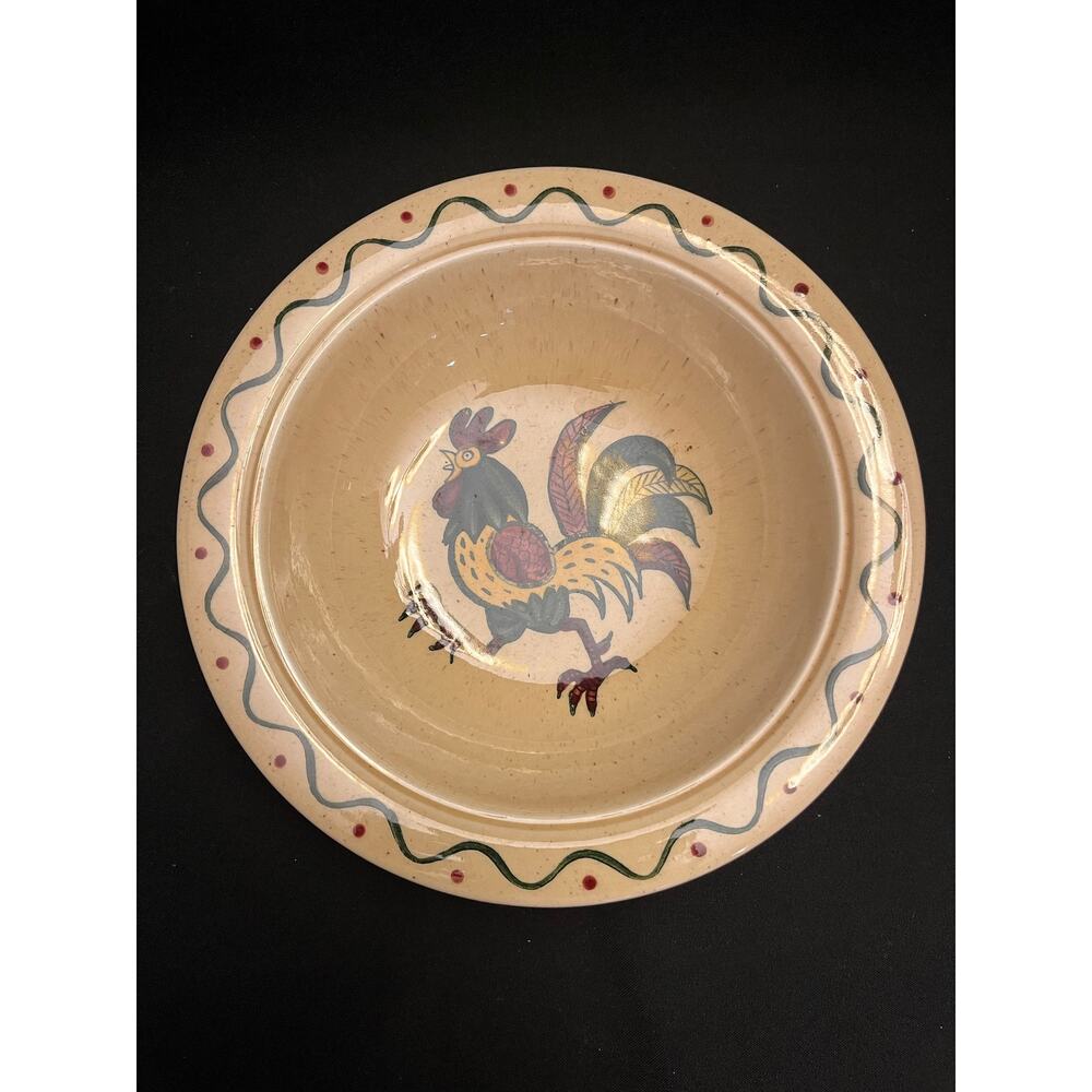 Vintage Homestead Metlox Poppytrail Green Rooster Large Serving Bowl